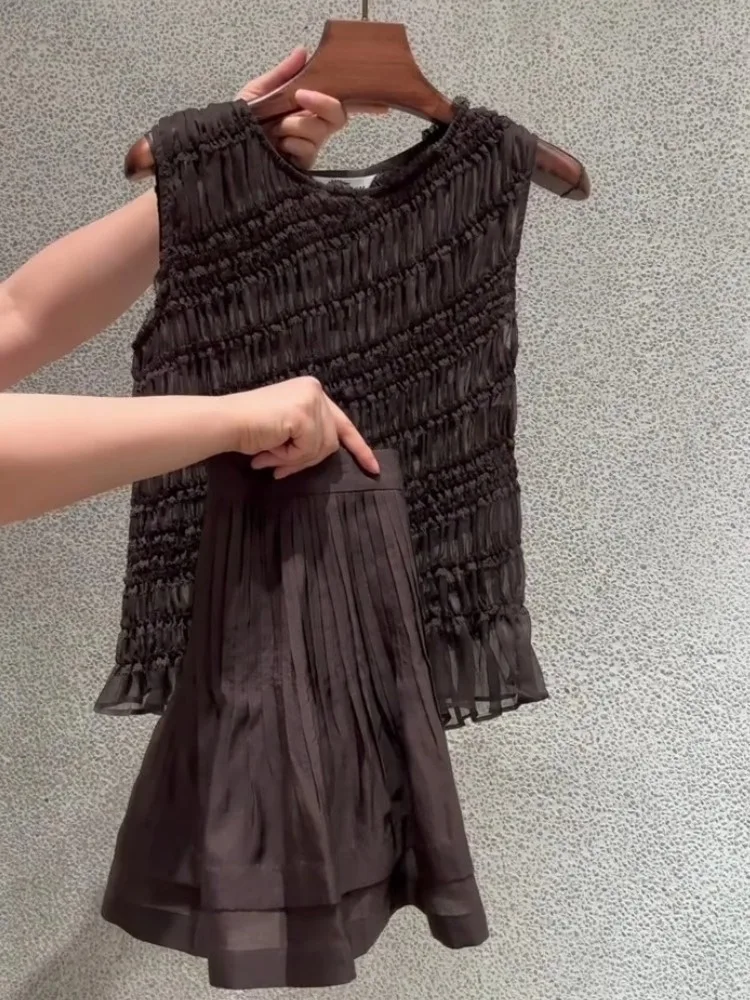 

Уникальный красивый женский летний комплект маленького размера, сложенный топ и юбка, комплект из двух предметов, миниатюрный комплект в стиле ретро, винтажный вид