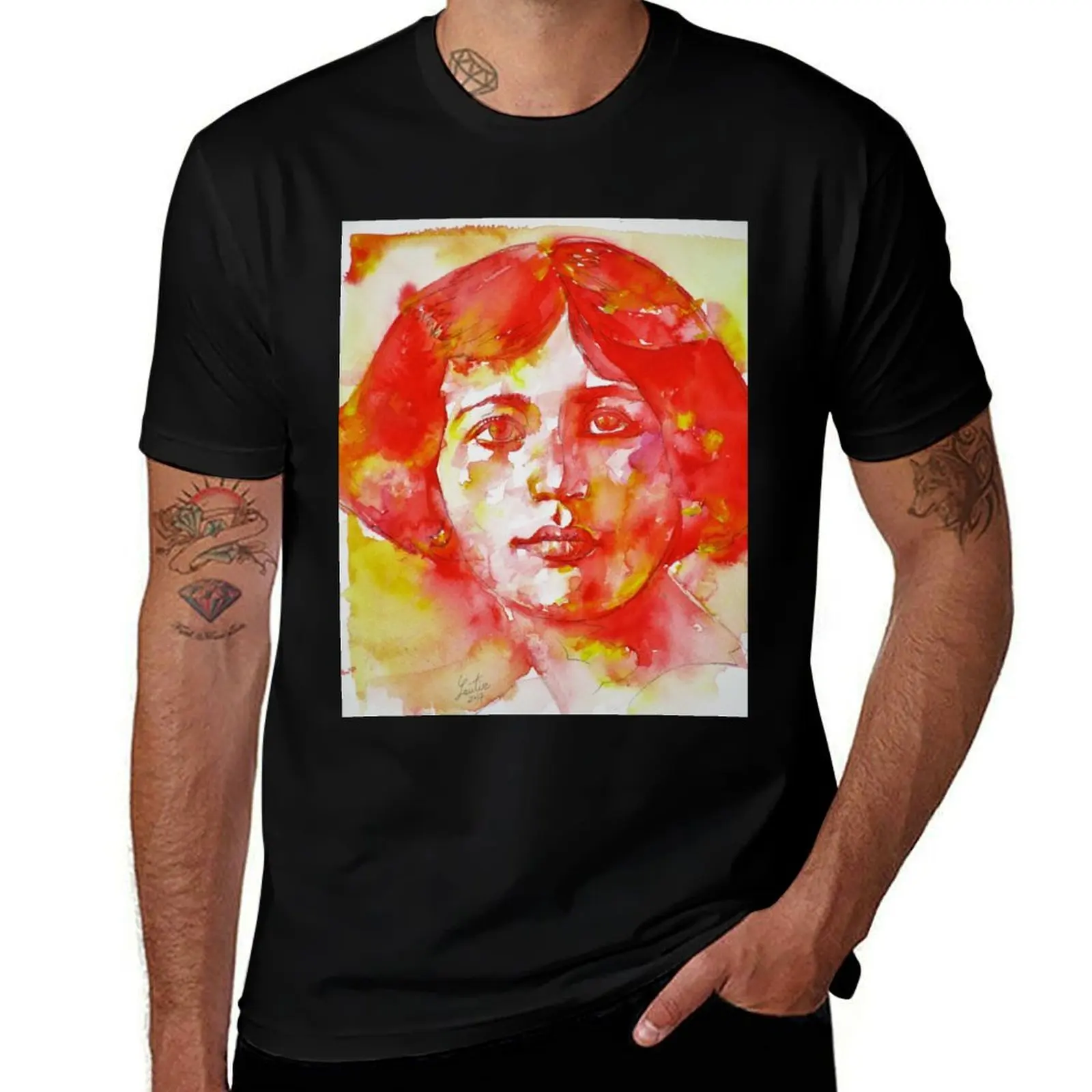

SIMONE WEIL - watercolor portrait.4 T-Shirt t shirt for man 100 percent cotton t shirts for man pack cotton T-Shirt