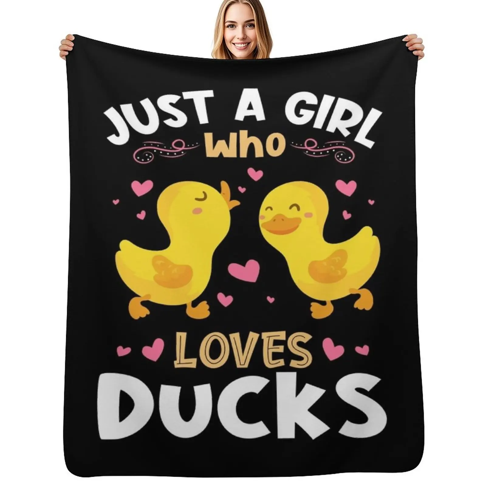 Just a Girl who Loves Ducks Gift Throw Blanket Color Fast Cozy Throw Blanket