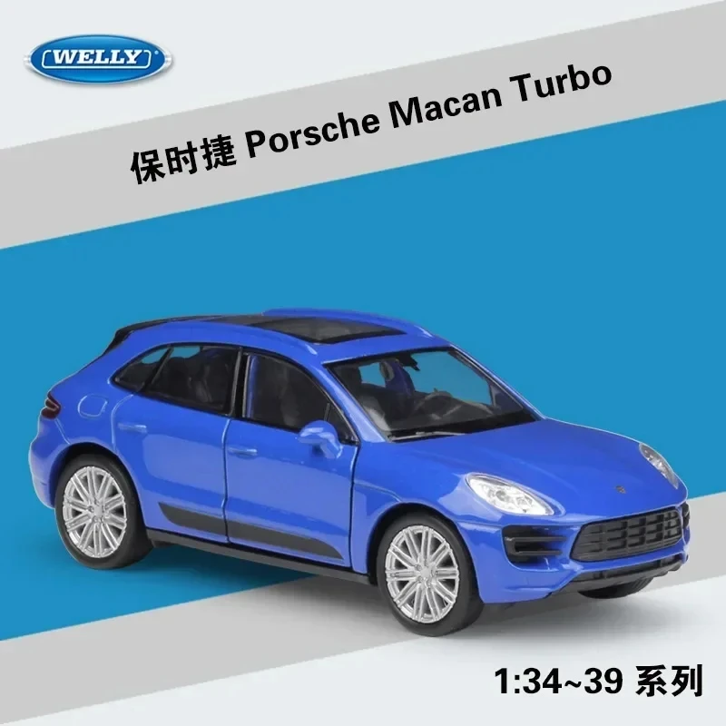 WELLY 1:36 Porsche Macan Turbo SUV Alloy Luxury Vehicle Diecast Pull Back Cars Model Toy Collection Boys Toys Gifts