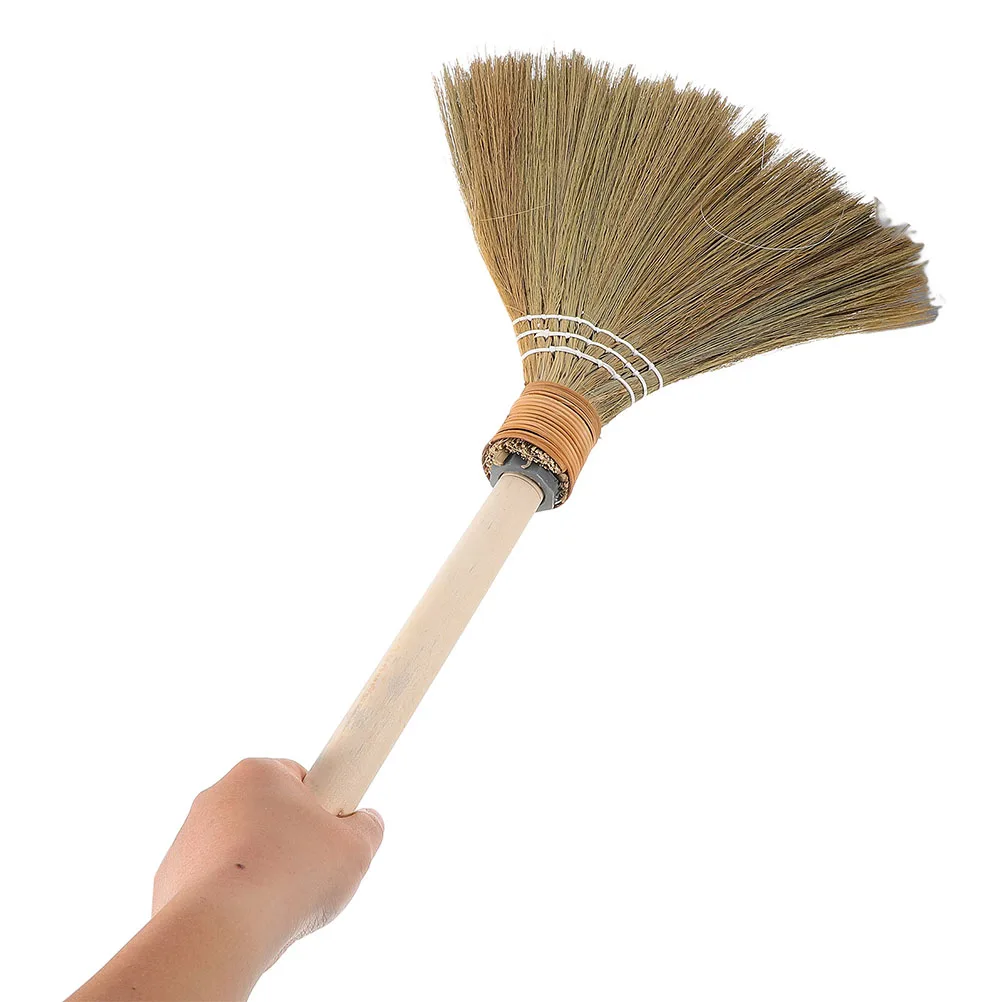 

2pcs Handmade Grass Broom 25.15X12.18 Inch Soft Indoor Sweeping Brush Lightweight Floor Broom For Living Room Bedroom Kitchen