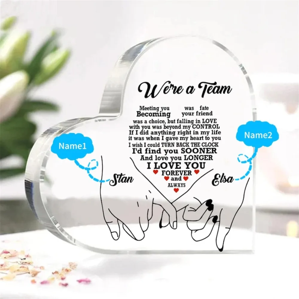 Personalisiertes Verlobungs- und Hochzeits-Acryl-Ornament - Individueller Text Foto-Erinnerungsplakette, Wasserfest Staubdicht Valentinstag-Geschenk