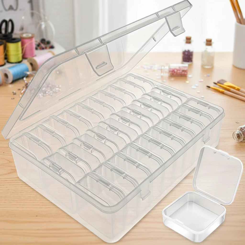 DIY Diamond Painting Embroidery Storage Box, Nail Art Jewelry Rhinestone Mosaic Storage Container, Multifunctional Storage Box