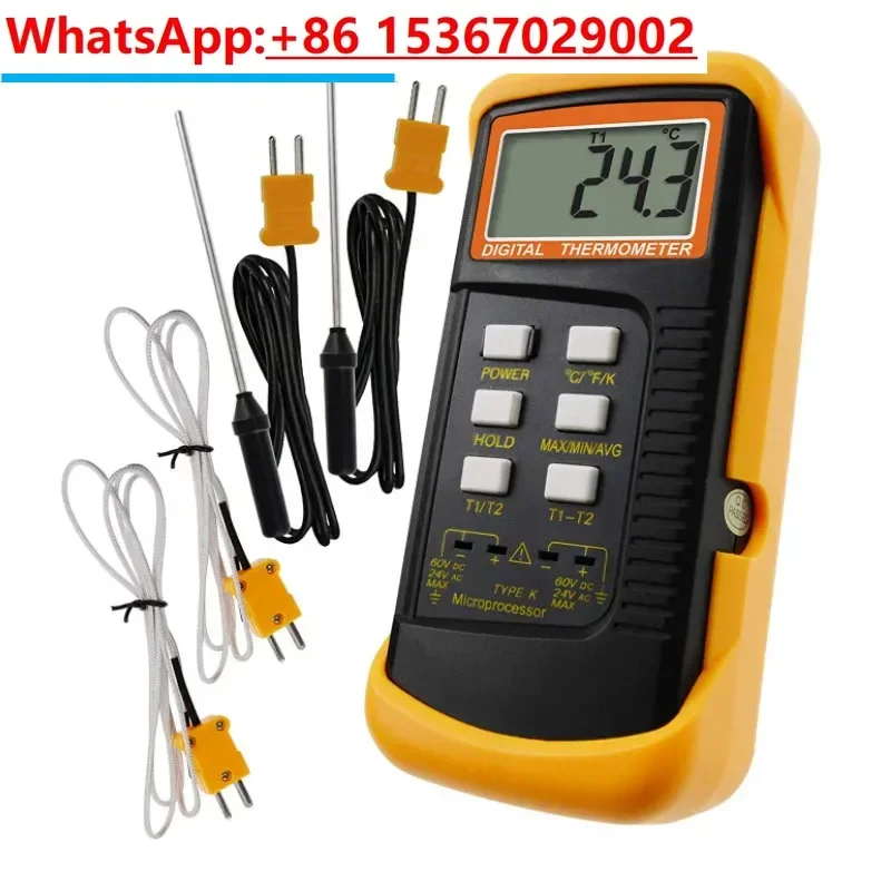 

Technical multi probe thermometer, double K-wire bimetallic thermocouple thermometer connection