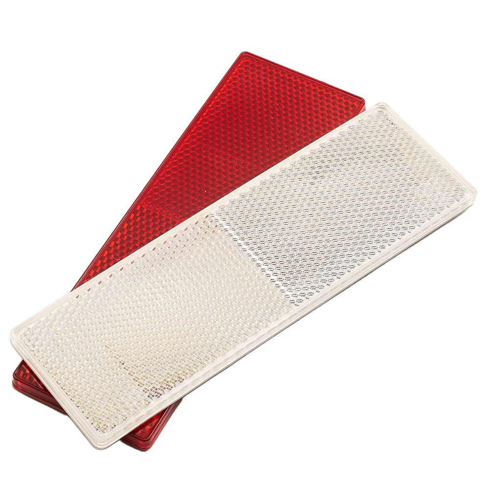 2PCS Red+white Reflective Plastic Rectangular Safety Stickers For Car Trucks Exterior Accessories Reflective Sticker 15*5cm