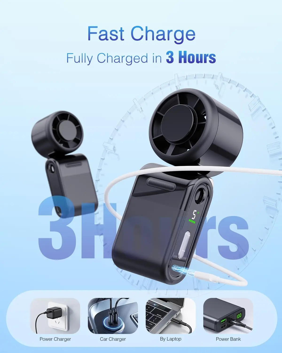 2026 New Upgrade Mini Portable Handheld Turbo Fan – Small But Mighty, Whisper-Quiet, Long-Lasting, 5-Speed High-Velocity Recharg