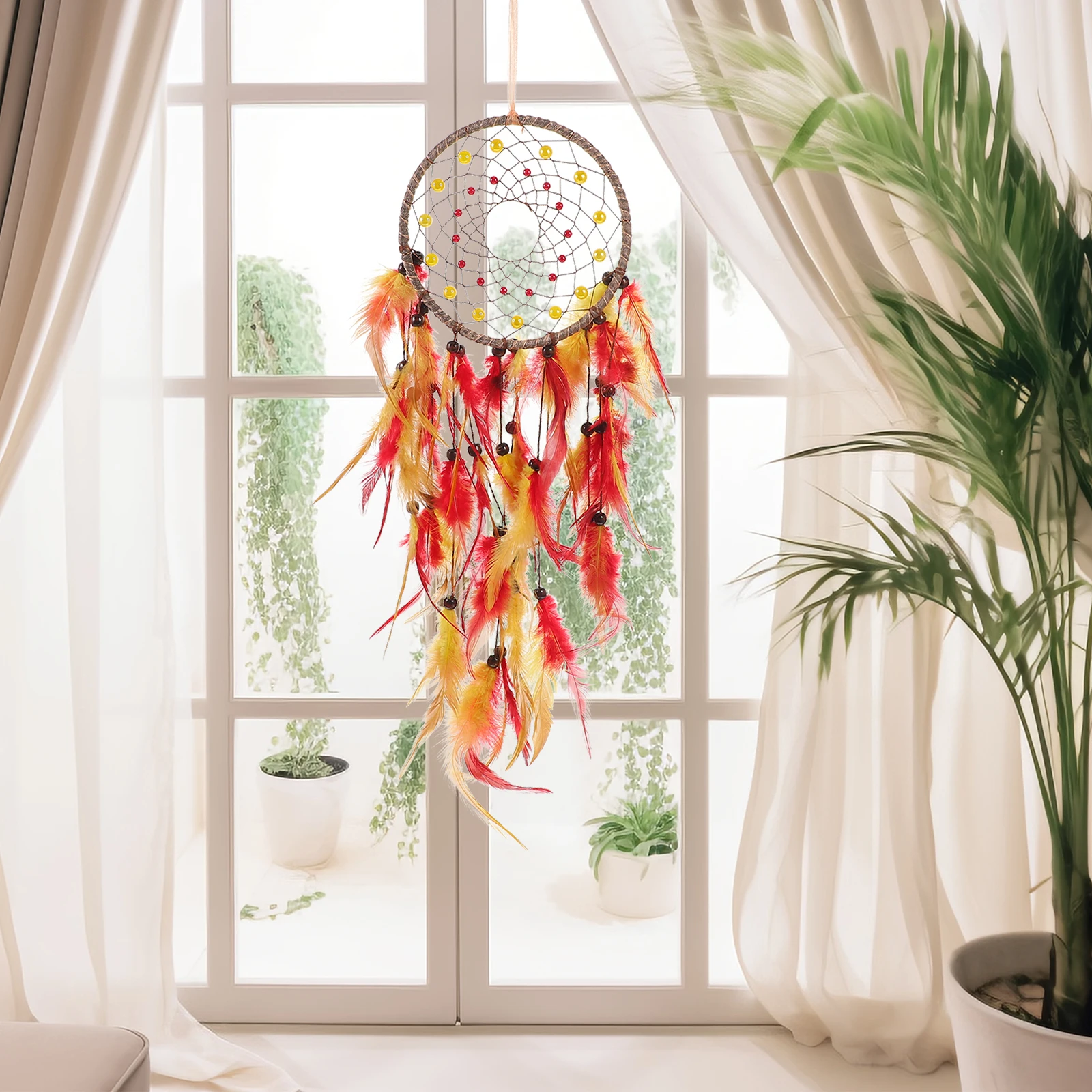 

Handmade Woven Plume Dream Catcher Wall Hanging Ornament For Bedroom Home Garden Decor Hanging Decoration Craft Wall Window Yard