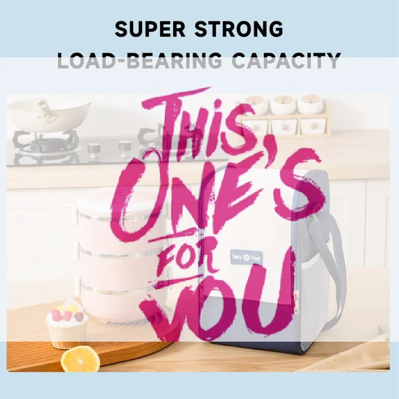 【BA】Double Pull Insulation Bag Large Capacity Lunch Bag Ice Bag With Shoulder Strap Large Opening Easy Carry Food Container