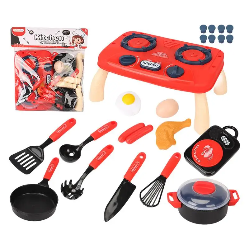 Kids Kitchen Toy Set Set Of 14 Electric Cooking Pretend Play Toy Set Exercise Hand-Eye Coordination Pot And Pan Toys For Early