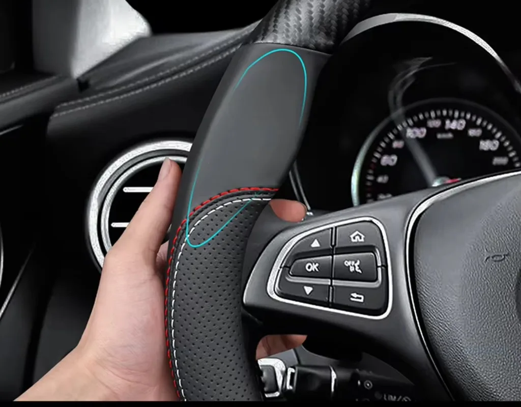 High-quality Leather Car Steering Wheel Cover Set 37\38cm All Series for Volkswagen Golf Bora Tayron Lavida Sagitar  Accessories