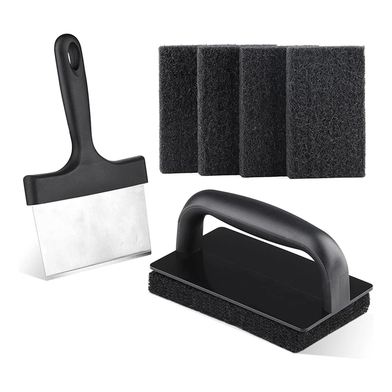 

1Set Blackstone Griddle Cleaning Kit Flat Top Scouring Pads Stainless Steel With 6In Grill Scraper