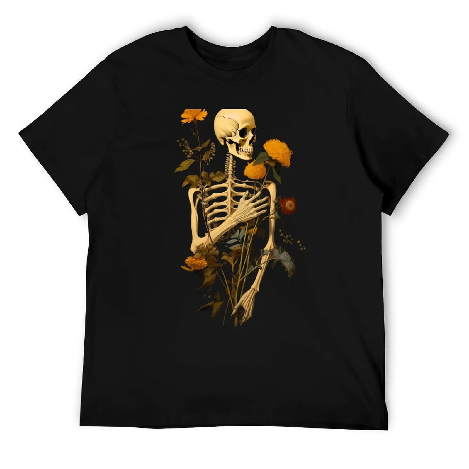 

Skeleton In Flowers Botany T-Shirt funny t shirts cotton t shirt man luxury t shirts for man cotton T-Shirt
