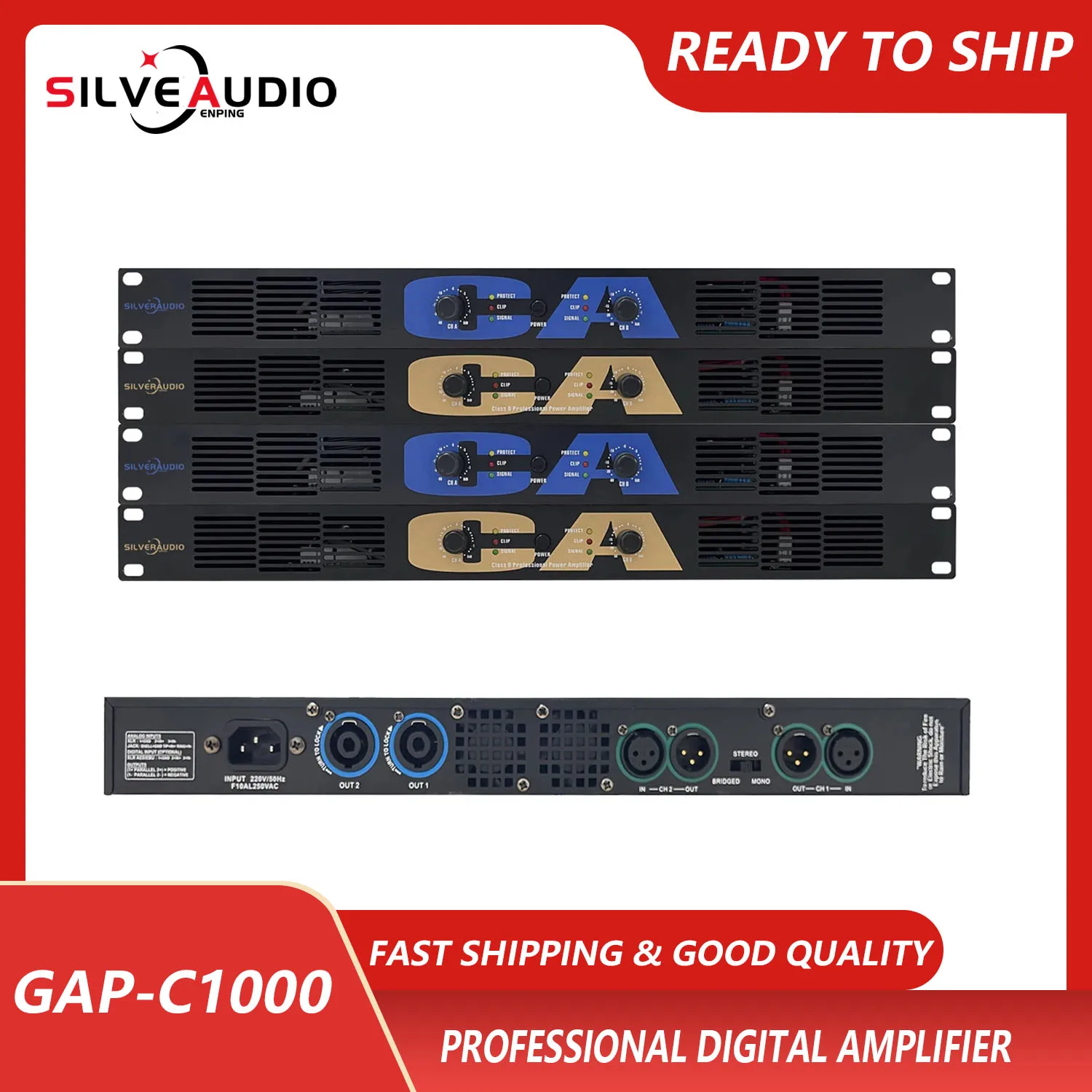 

GAP-C1000 Professional High Power 600W*2 Amplifier 2 Channels Audio for Disco Outdoor Concerts Subwoofer Speakers Stage KTV