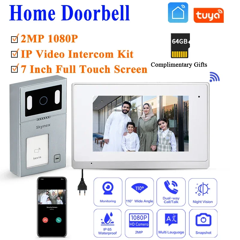 

New Product Smart 7 Inch RFID Monitor WiFi TUYA Video Doorbell Outdoor Panel Door Bell Waterproof IP65 Intercom Remote Unlock