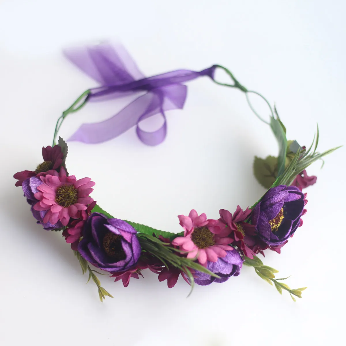 

Цветочная повязка на голову из ткани с розами, фиолетовая, нежный цветочный узор, для свадьбы, вечеринки, подружек невесты, женский венок, цветочная корона