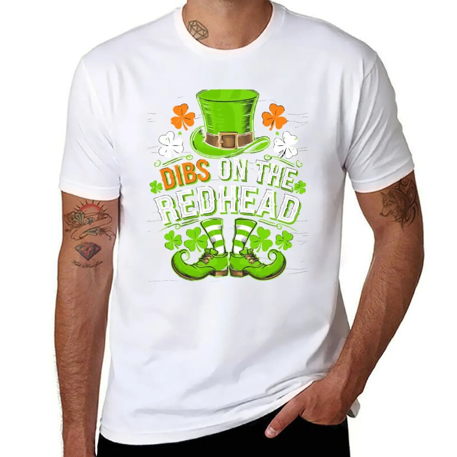 Dibs On The Redhead Irish Leprechaun Funny St Patricks Day T-Shirt Novelty Print Casual Tee Shirt