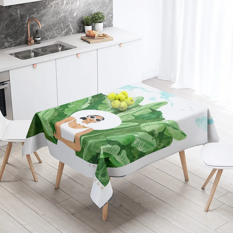 Morandi Grey Abstract Tablecloth Nordic Minimale Geometric Pattern Hall Restaurant Dual-use Student Dormitory Coffee Table Mat