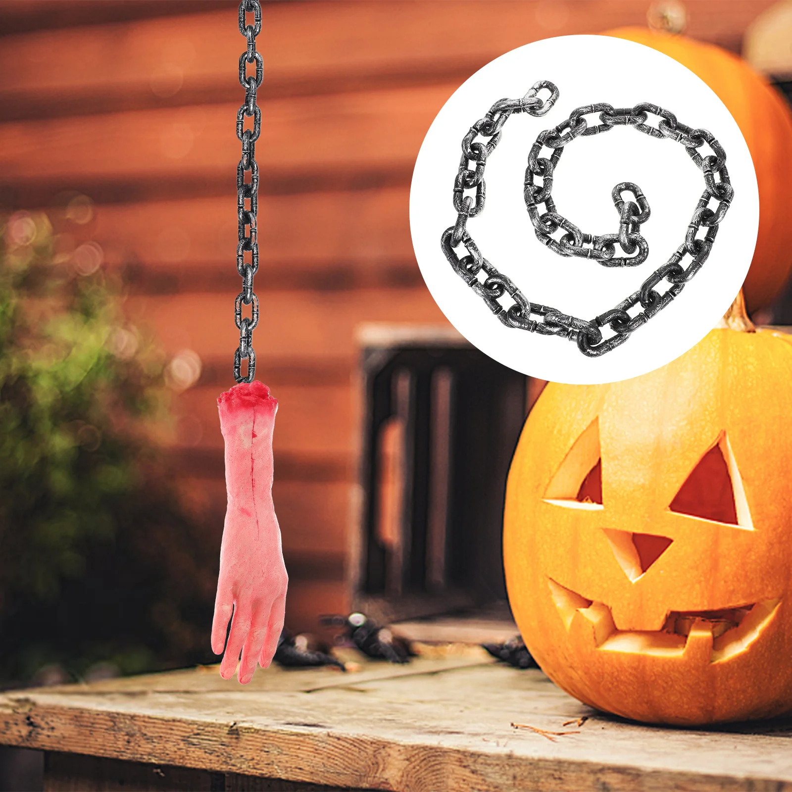 

Пластиковая цепь для Хэллоуина, декоративная, 151,5 см, для украшения дома с привидениями, аксессуар для костюма, пластиковые звенья