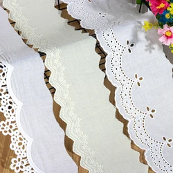 Cotton Hollow Embroidered Lace Ribbon, 3D Flowers Fabric, Dress Applique Apparel, DIY Sewing Accessories, White, Beige