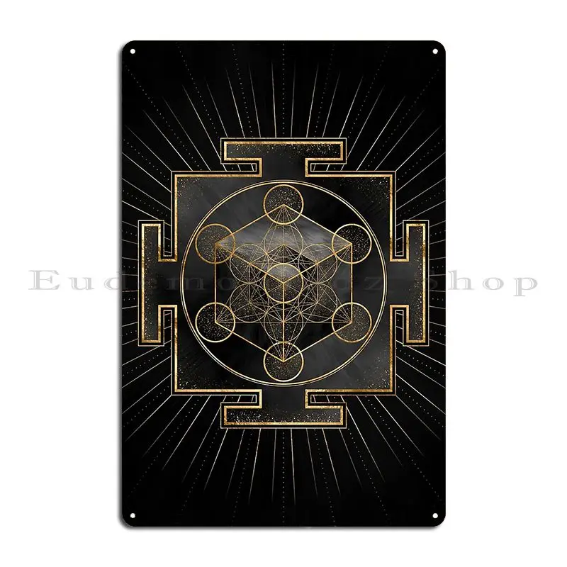 Metatron S Cube Sri Yantra Sacred Geometry Metal Plaque Garage Plaques Wall Mural Cinema Personalized Mural Tin Sign Poster