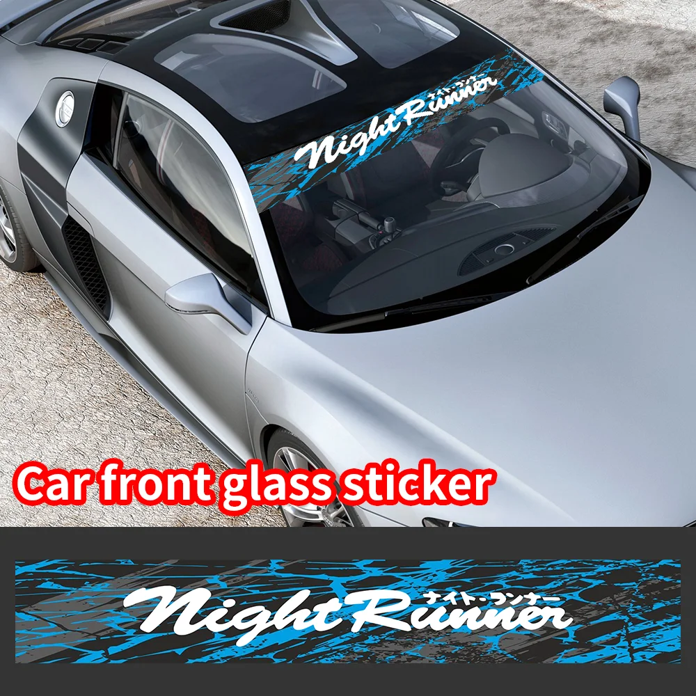 NIGHT RUNNER JDM Car Front and Rear Windshield Stickers Personalized Interesting Stickers Windscreen Banner Decal Window Sticker