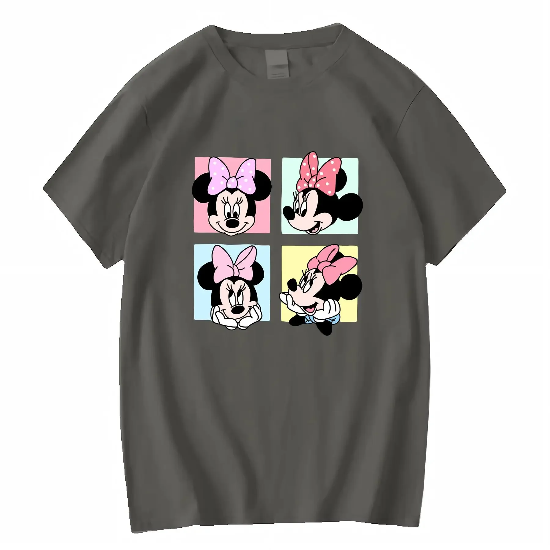 ميني ماوس الوردي رايون مزيج طاقم الرقبة تي شيرت للفتيات مع تصميم الرسوم المتحركة لعوب عارضة الصيف أعلى الكمال عيد الفصح #4