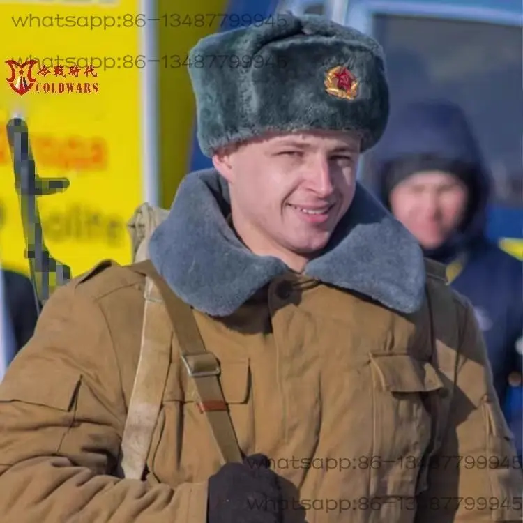 Cold War Era Replica Soviet Russia Ushaka Cotton Hat M69 Red Army Star Gray Winter Hat Velvet Lei Feng Hat - view 2