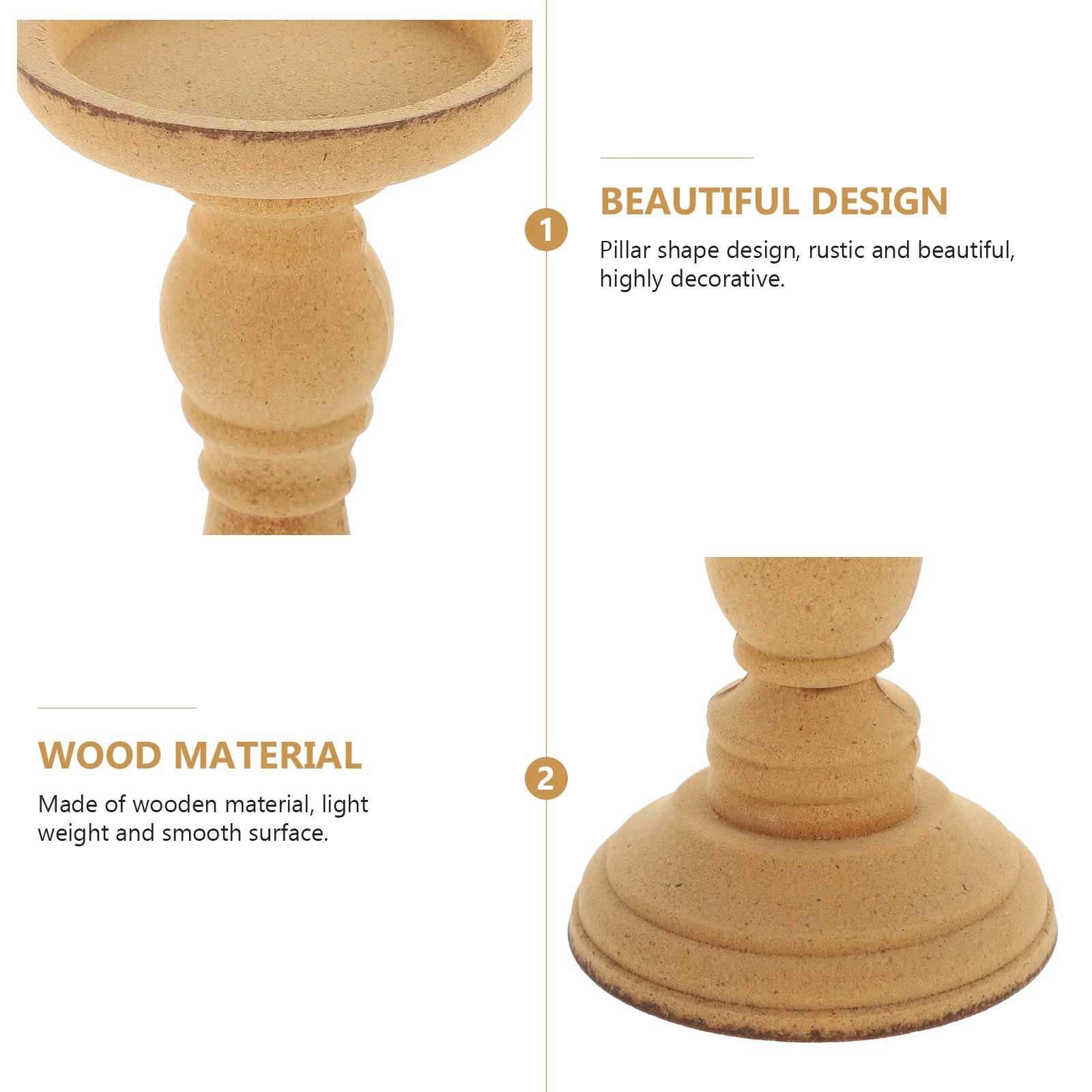 2 stuks Romeinse kolomhouders houten rustieke pijler kandelaar tafel middelpunt voor huisdecoratie houten houder