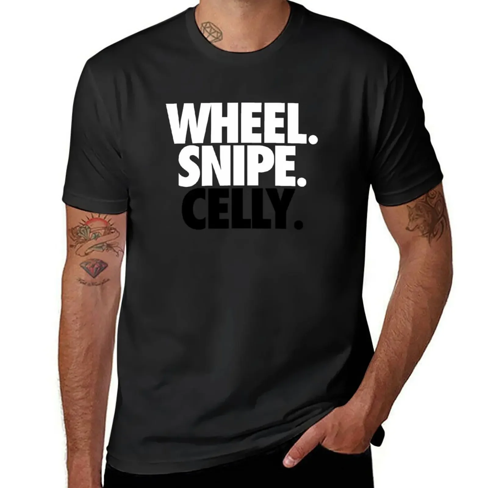 Wheel. Snipe. Celly. (red) T-Shirt graphic tee shirt Aesthetic clothing sweat shirts, men