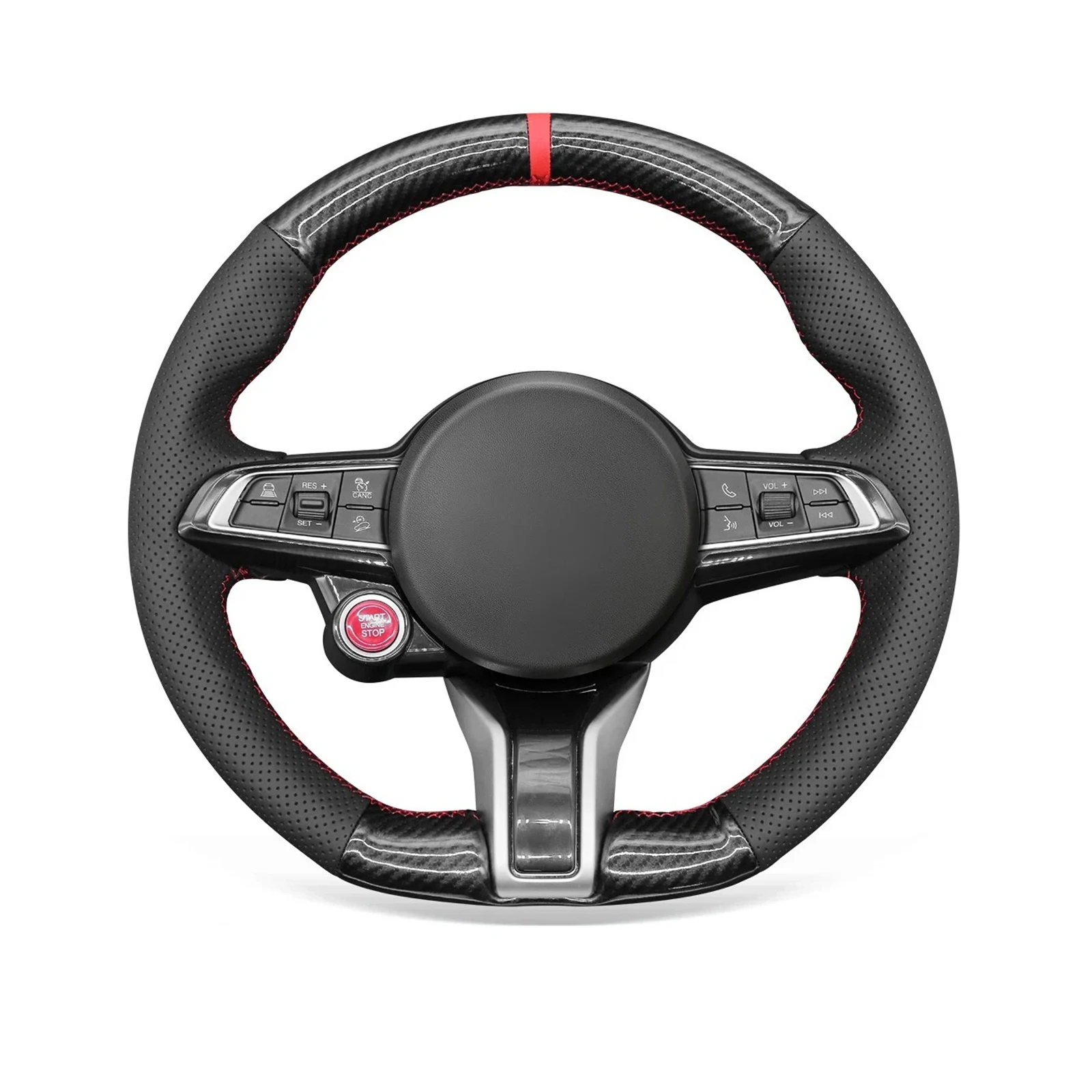 

Microfiber Leather Hand-stitched Steering Wheel Cover for Alfa Romeo Giulia 2020-2022 / Stelvio 2020-2022 Steering Wheel Wrap