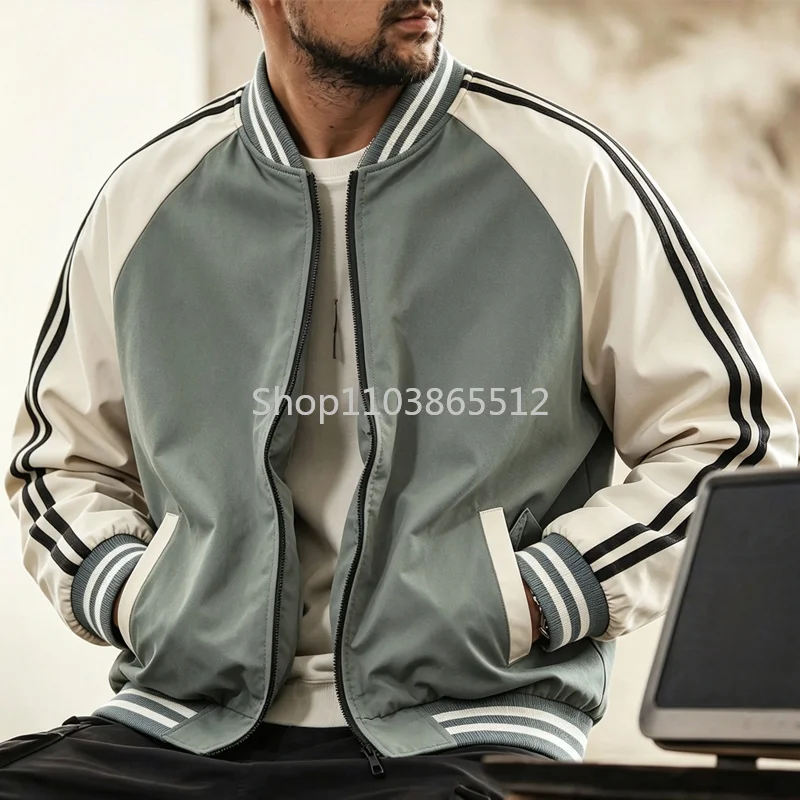 Autumn Men Jackets Chaqueta Casual Striped Fashion Vintage Coats High Quality M-5XL Jacket Male Windbreaker Streetwear Outwears