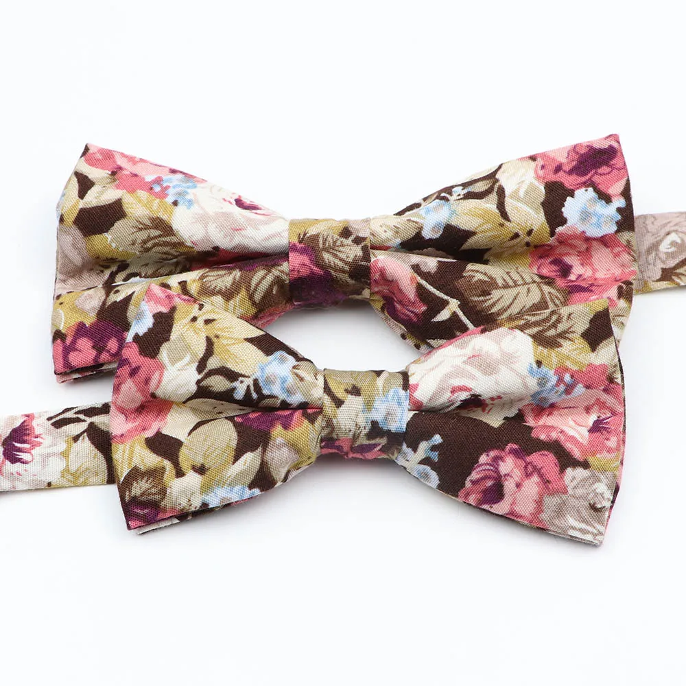 Colorful Floral Parent-Child Bow Ties Fashion Cotton Print Bowtie For Men Kids Wedding Party Dress Suits Butterfly Cravats Gift