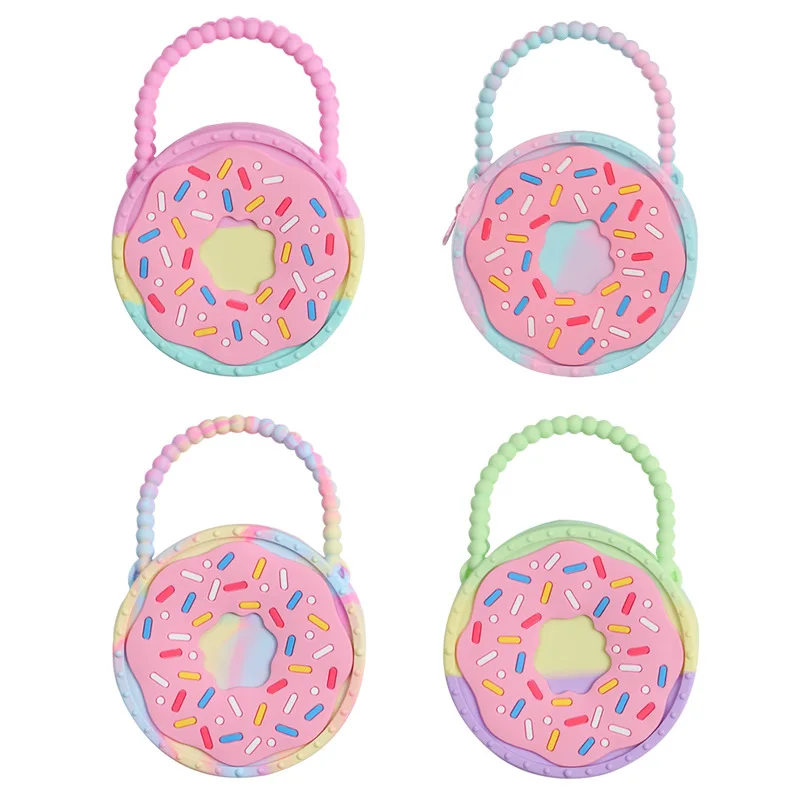 Donut Shoulder Bag Pops It Wallet Girl Sensory Fingertip Toy Silicone Cute Kawaii Kids Gift Bag Push