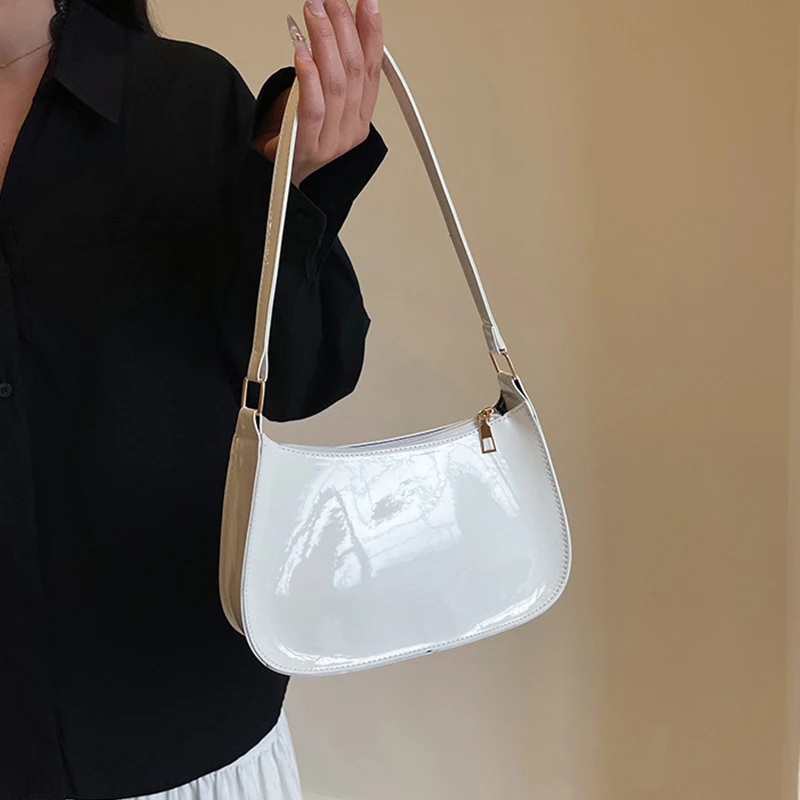 Retro Einfarbig PU Leder Schulter Unterarm Tasche frauen Mode Handtaschen Casual Geldbörsen und Handtasche Damen Hobo Taschen