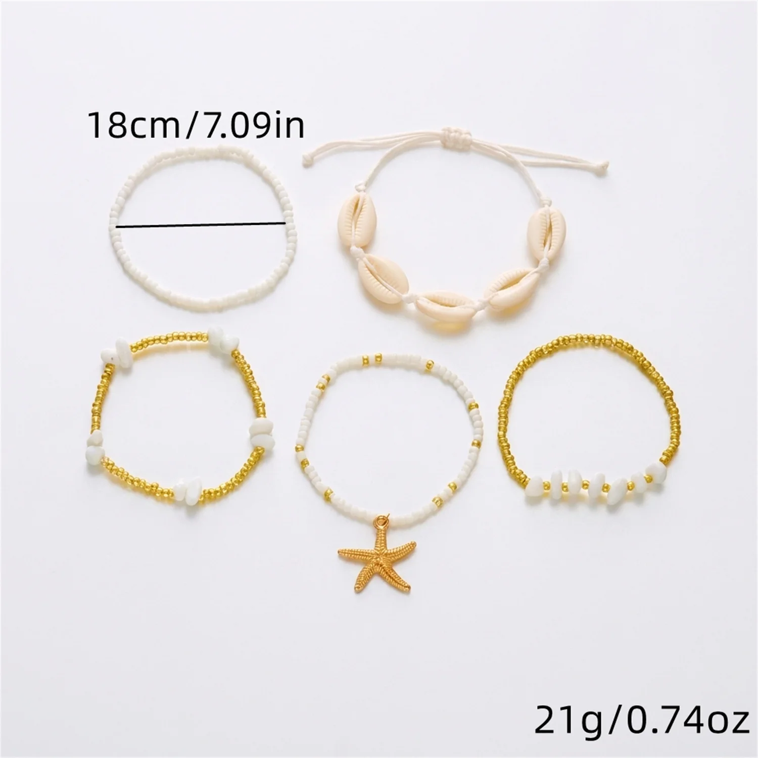 Böhmisches Resort-Stil Muschel-Perlen-Armband für Frauen, Muschel-Seestern-Kies-Armband-Set, Handgefertigter Charm-Schmuck als Geschenk – Detail 7
