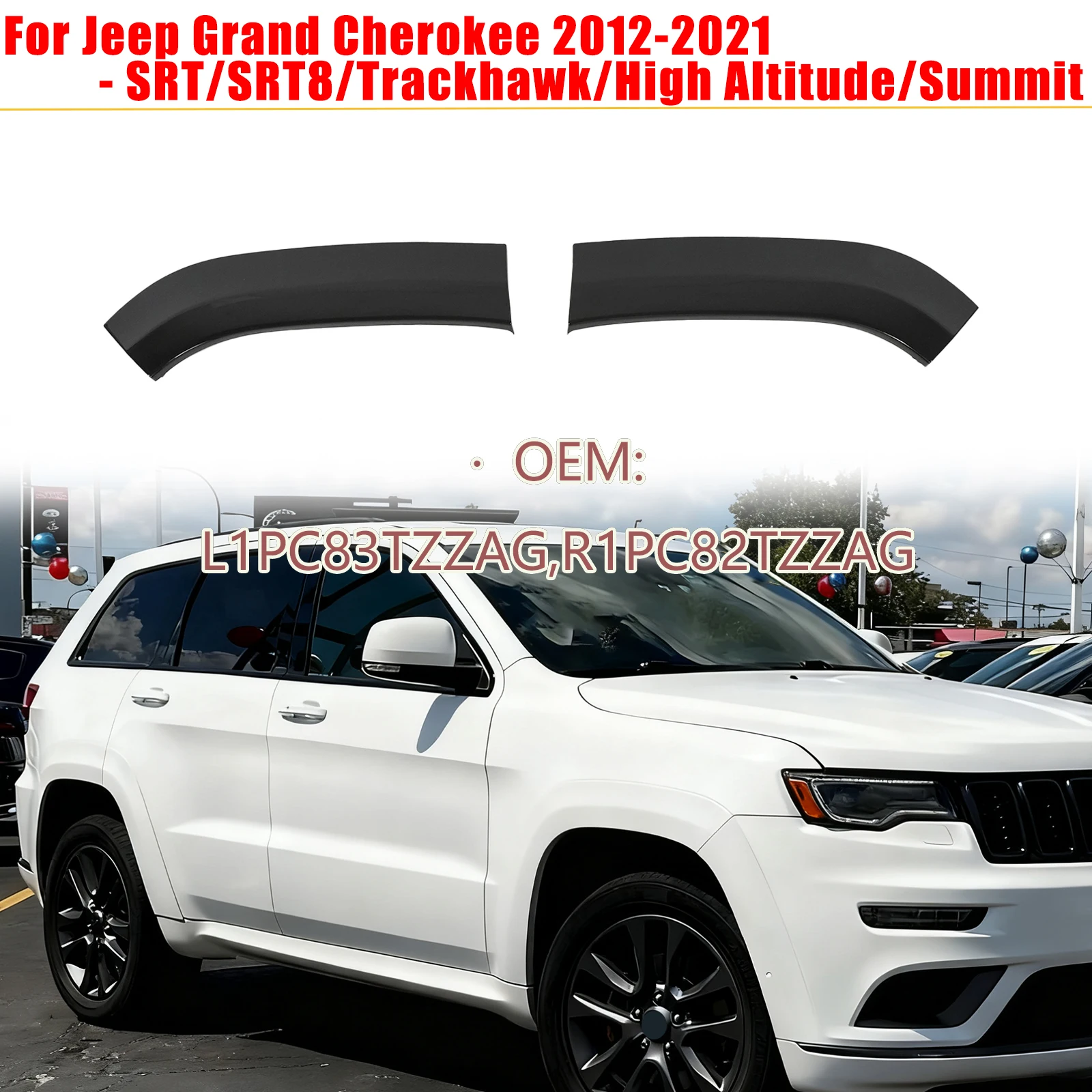 

Для Jeep Grand Cherokee SRT/SRT8/Trackhawk/High Altitude/Summit 2012-2021 запасные части для арки бровей на заднем колесе глянцевый черный