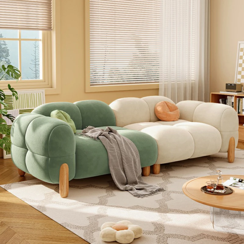 Modern Green Living Room Couch European Beige Velvet Nordic Lounge Sofa Lazy Luxury Italian Divano Soggiorno Home Furniture