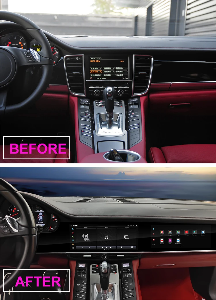 KANOR 12.3 "Doppio Schermo Multimedia Carplay per Porsche Panamera 970 2010 2011 2012 2013 2014 2015 2016 Navigazione GPS Android