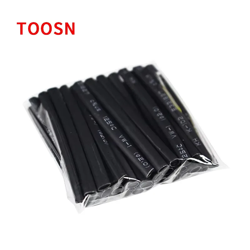 TOOSN 127pcs black heat-shrink tubing Assorted Polyolefin Heat shrinking tube Cable Sleeve Wire Cable Insulated Sleeving Tubes