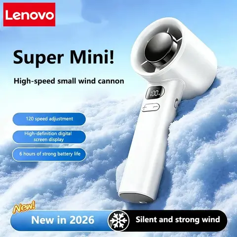 Lenovo Ultra Handheld Portable Fan 100 Wind Speeds Adjustable Usb Charging Mini Outdoor Turbo Long-lasting High Speed Fan