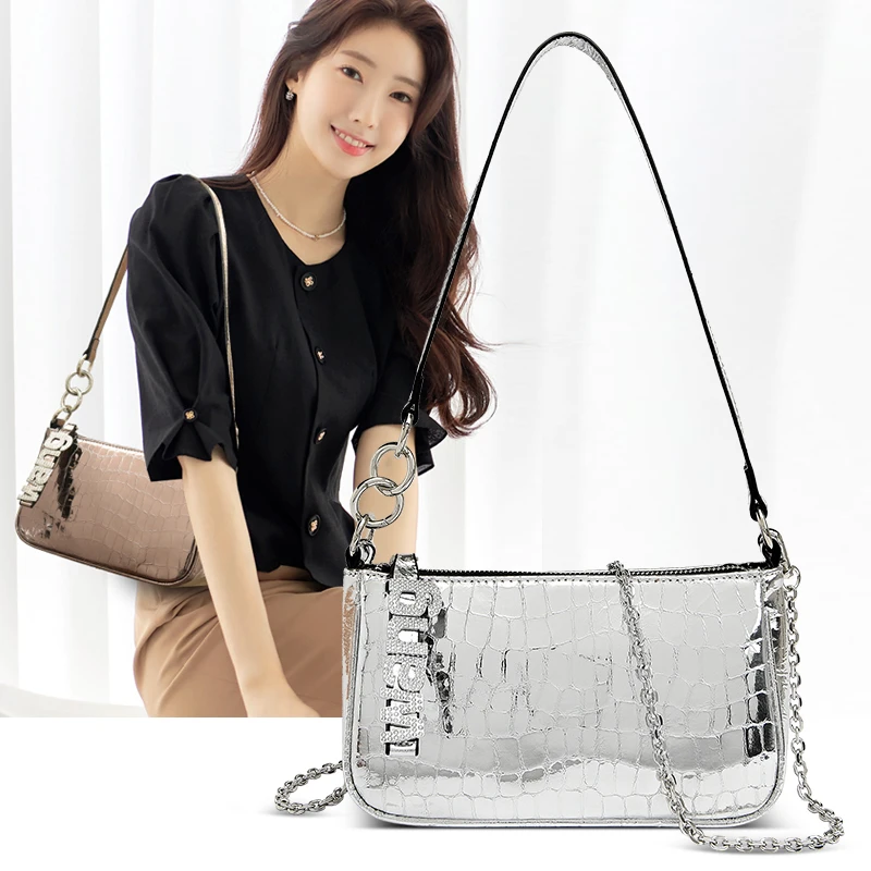 

Ultra Exquisite Genuine Cowhide Shiny Women's Crossbody Bag Classic Luxury Design Shining Women's Shoulder Bag Banquet Handbag