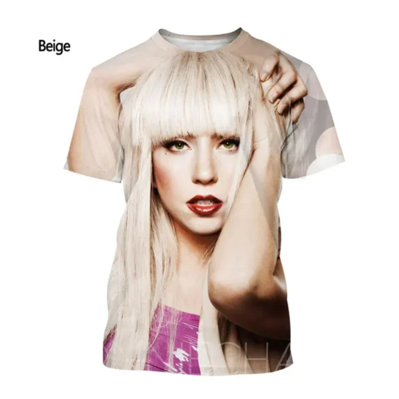 Fashion Men Clothing New Pop Female Singer Lady Gaga 3D Print T-shirt Hip Hop Street Unisex Tops Tees Harajuku Oversized T Shirt