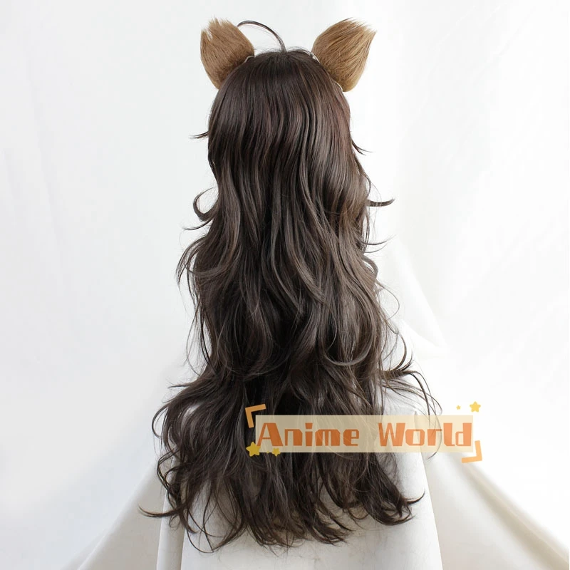 Leona Kingscholar Cosplay Wig Long Black Brown Braid Heat Resistant Synthetic Hair + Free Wig Cap Halloween