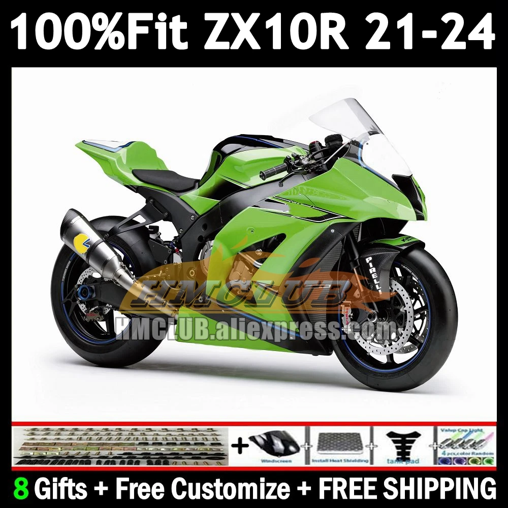 Injection Body For KAWASAKI NINJA ZX-10R ZX 10R hot green 10 R 2021 2022 2023 2024 172No.85 ZX1000 ZX10R 21 22 23 24 Fairing