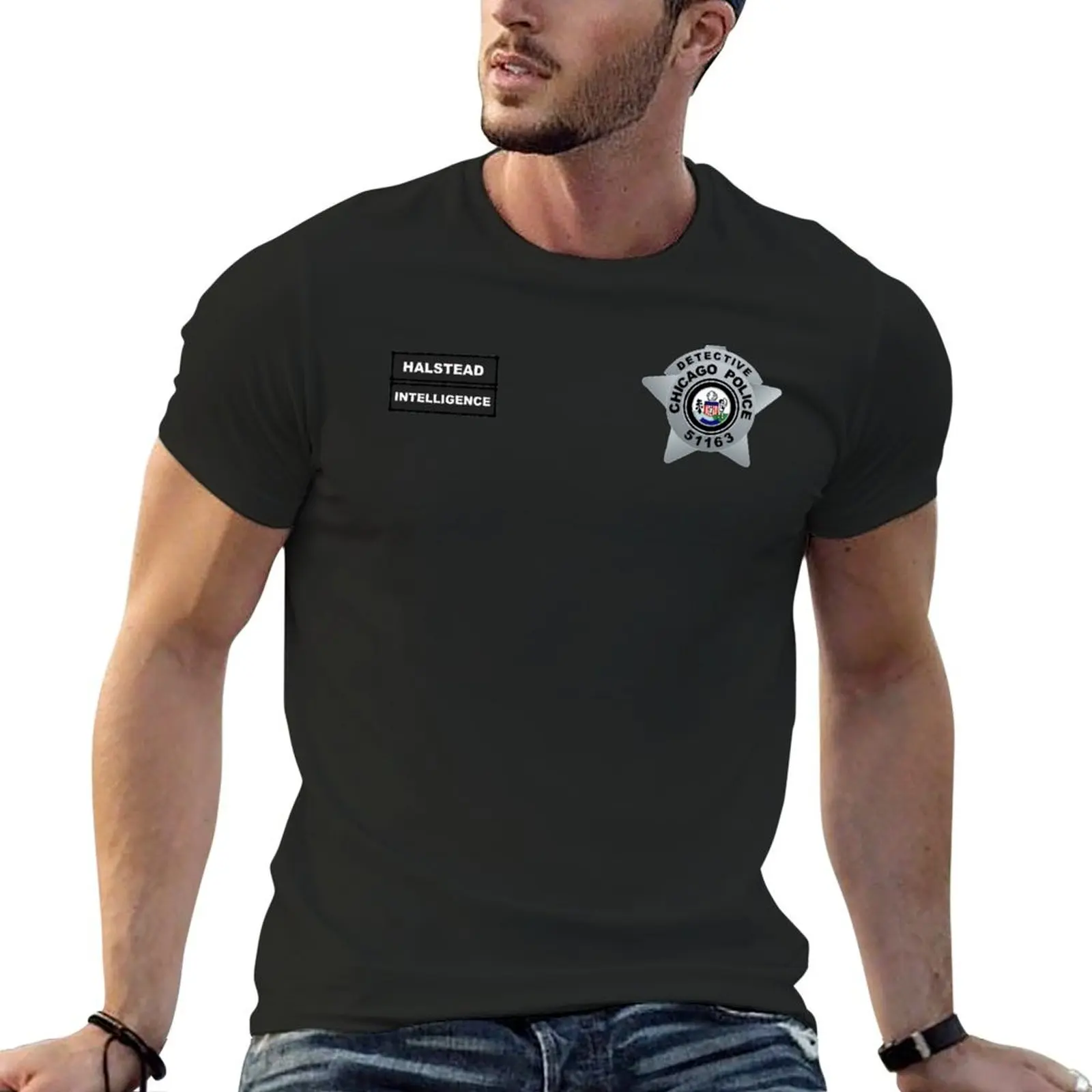 CHICAGO P.D - DETECTIVE JAY HALSTEAD - INTELLIGENCE BADGE VEST T-Shirt blue archive tees shirts men graphic