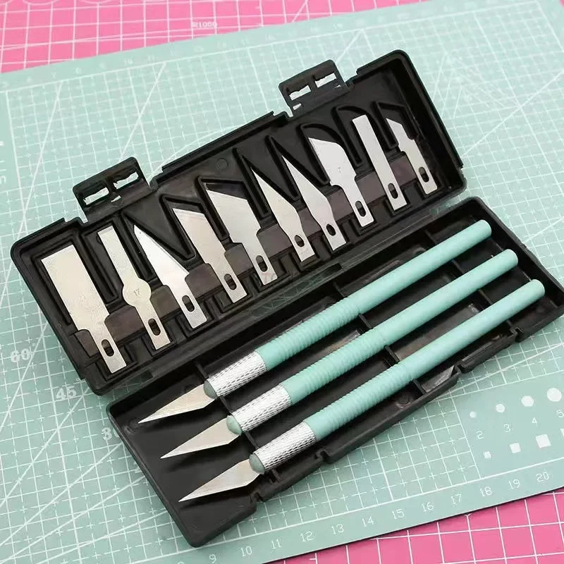 13Pcs/Set Art Carving Cutter with Box Paper Sticker Cutter Wood Carving Knife Blade Precision Engraving Cutter DIY Hand Tools