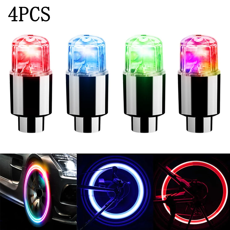 2/4Pcs Colorful Motorcycle Cycling Wheel Car Tire Valve Caps LED Car  Lantern Spokes Hub Tyre Lamp Wheel Caps Air nozzle lamp