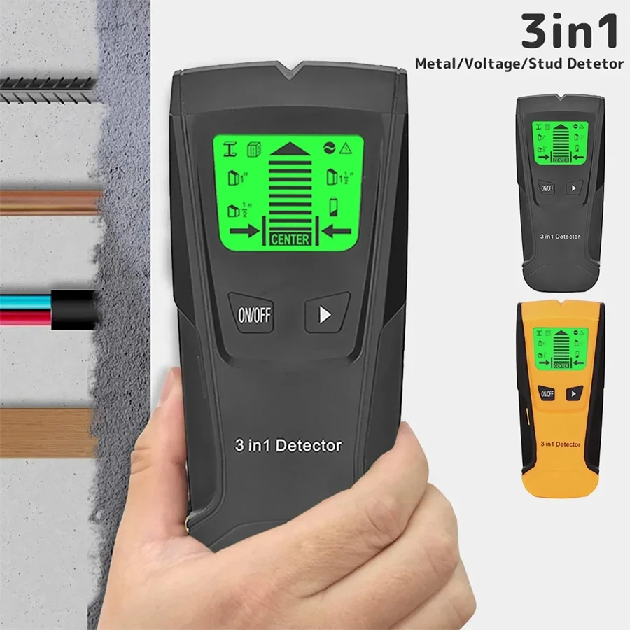 3 In 1 Metal Detector Find Metal Wood Studs AC Voltage Live Wire Detect Wall Scanner Electric Box Finder Wall Detector