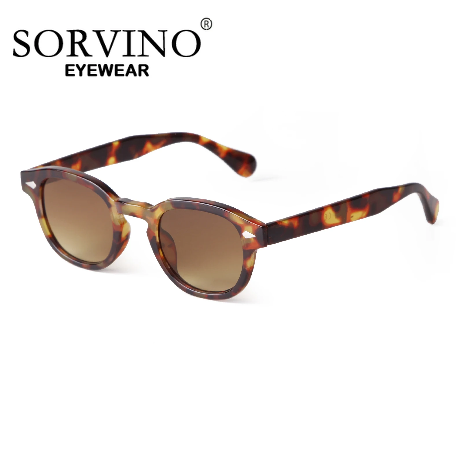 SORVINO 2025 Round Retro Rivet Tortoiseshell Sunglasses Women Men Brand Design Vintage Leopard Blue Len Square Sun Glasses UV400