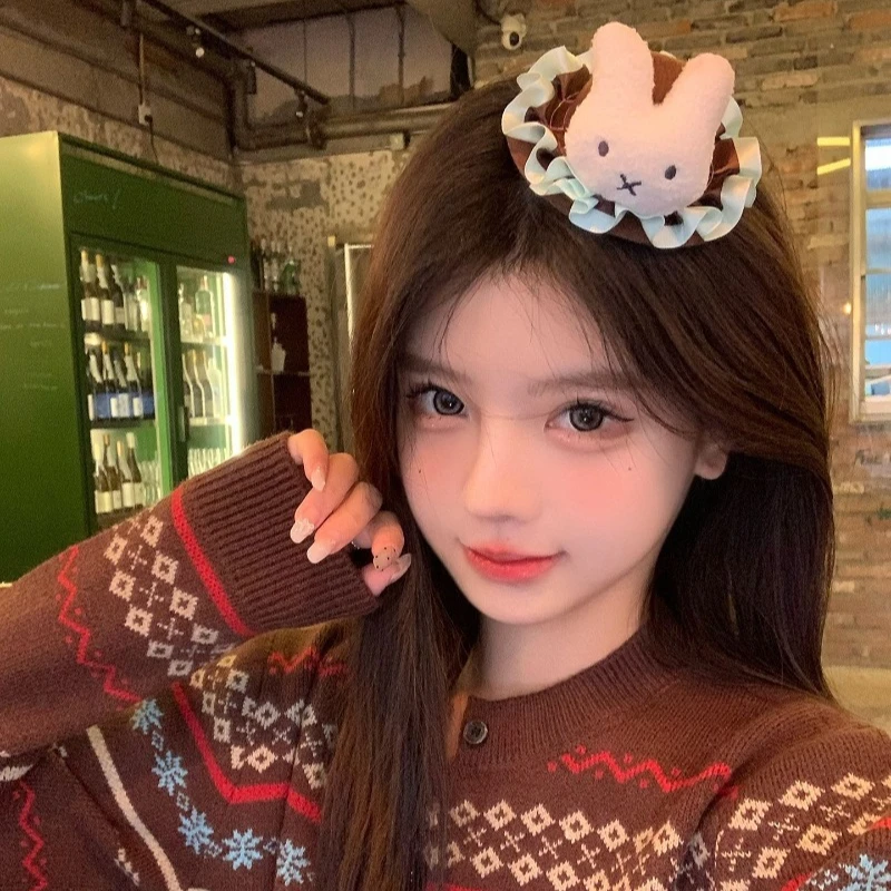 Kawaii Miffy Rabbit Duck Mouth Clip Lolita Bear Top Hat Gold Hair Clip Side Senior Feeling Girl Heart Japanese Department